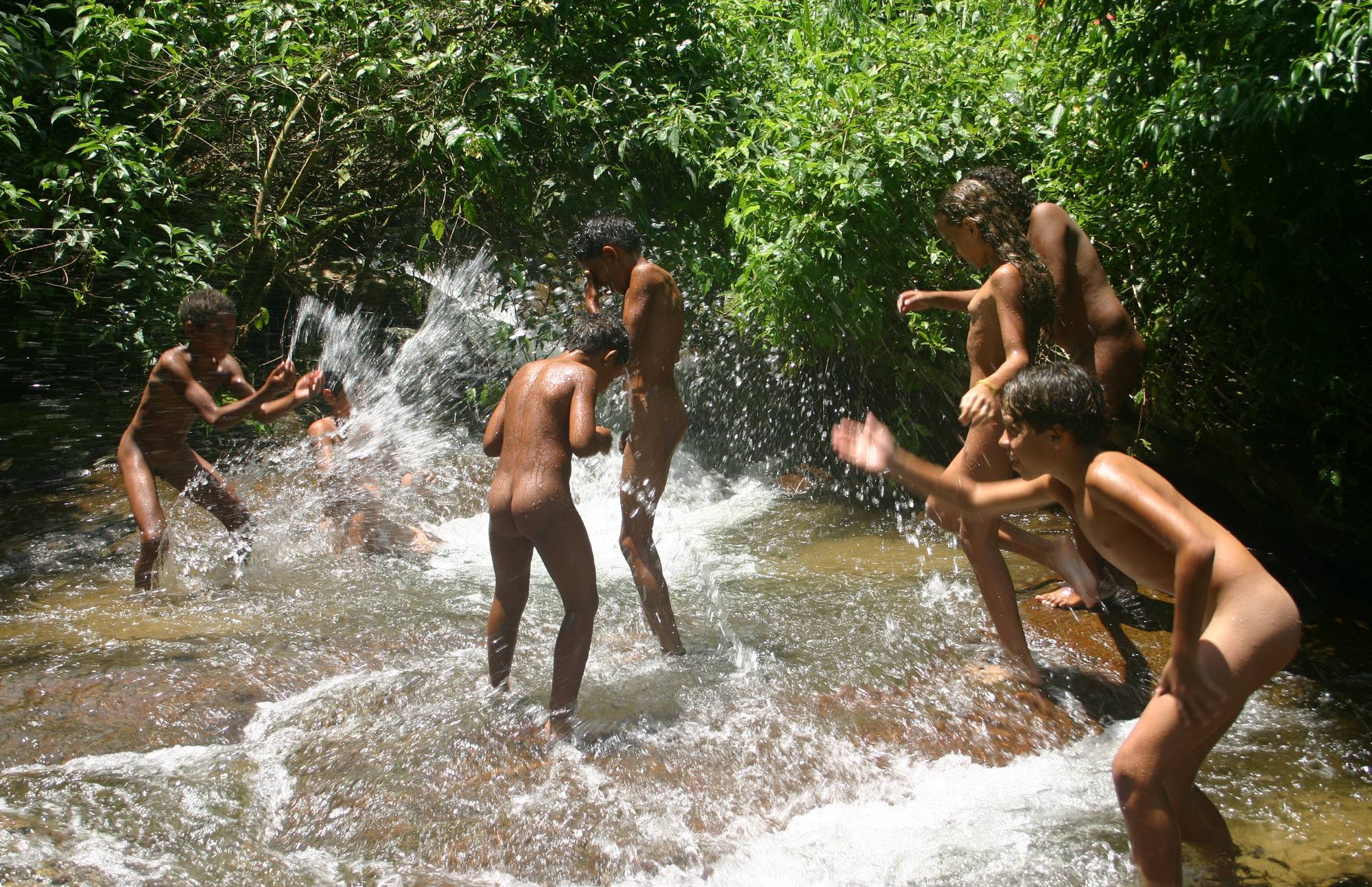 Pure Nudism-Brazilian River Water Fight - 4