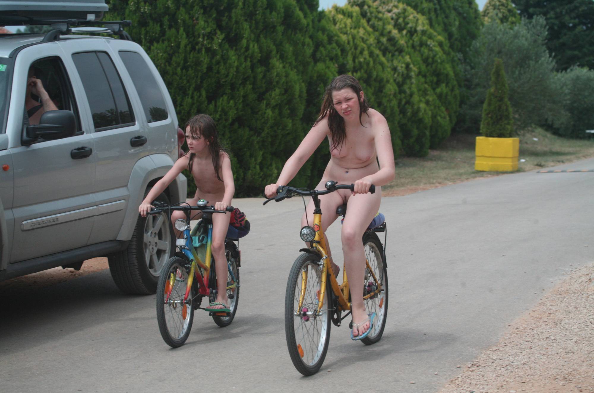 Purenudism-Naturist Kids Road Biking - 1