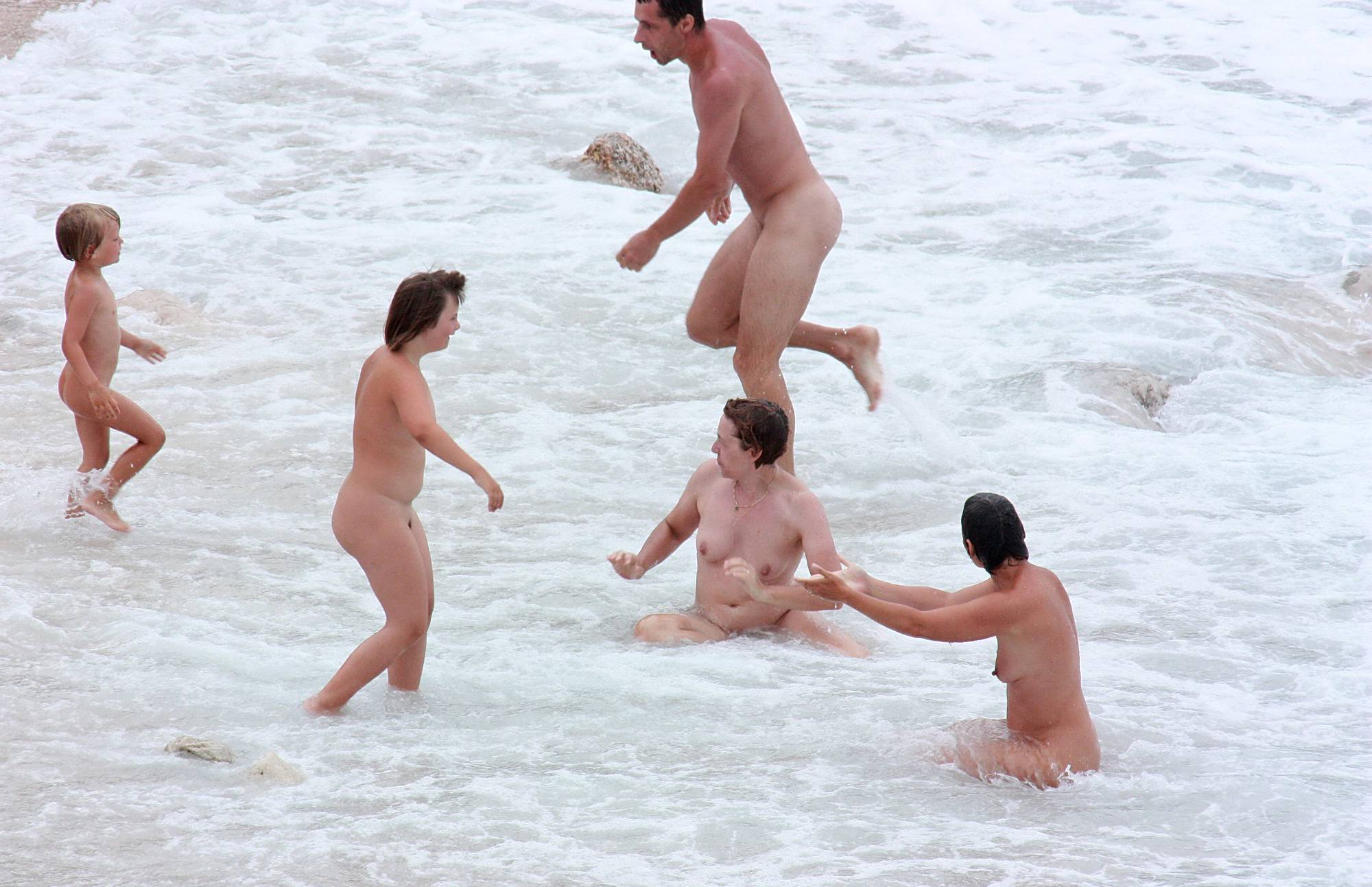 Pure Nudism Images-Wading In Coastal Waves - 3